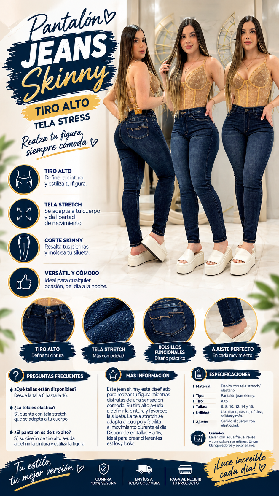 PANTALÓN JEANS SKINNY – TELA STRETCH