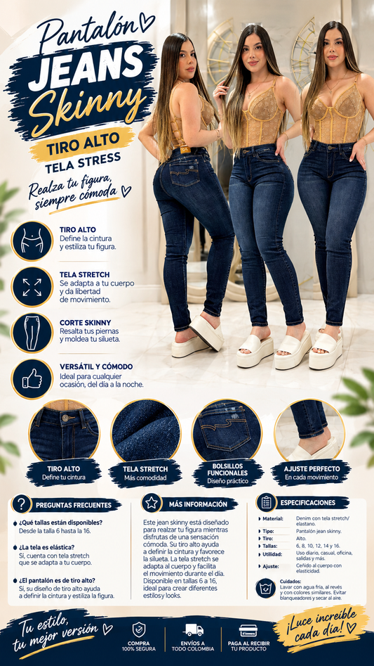 PANTALÓN JEANS SKINNY – TELA STRETCH
