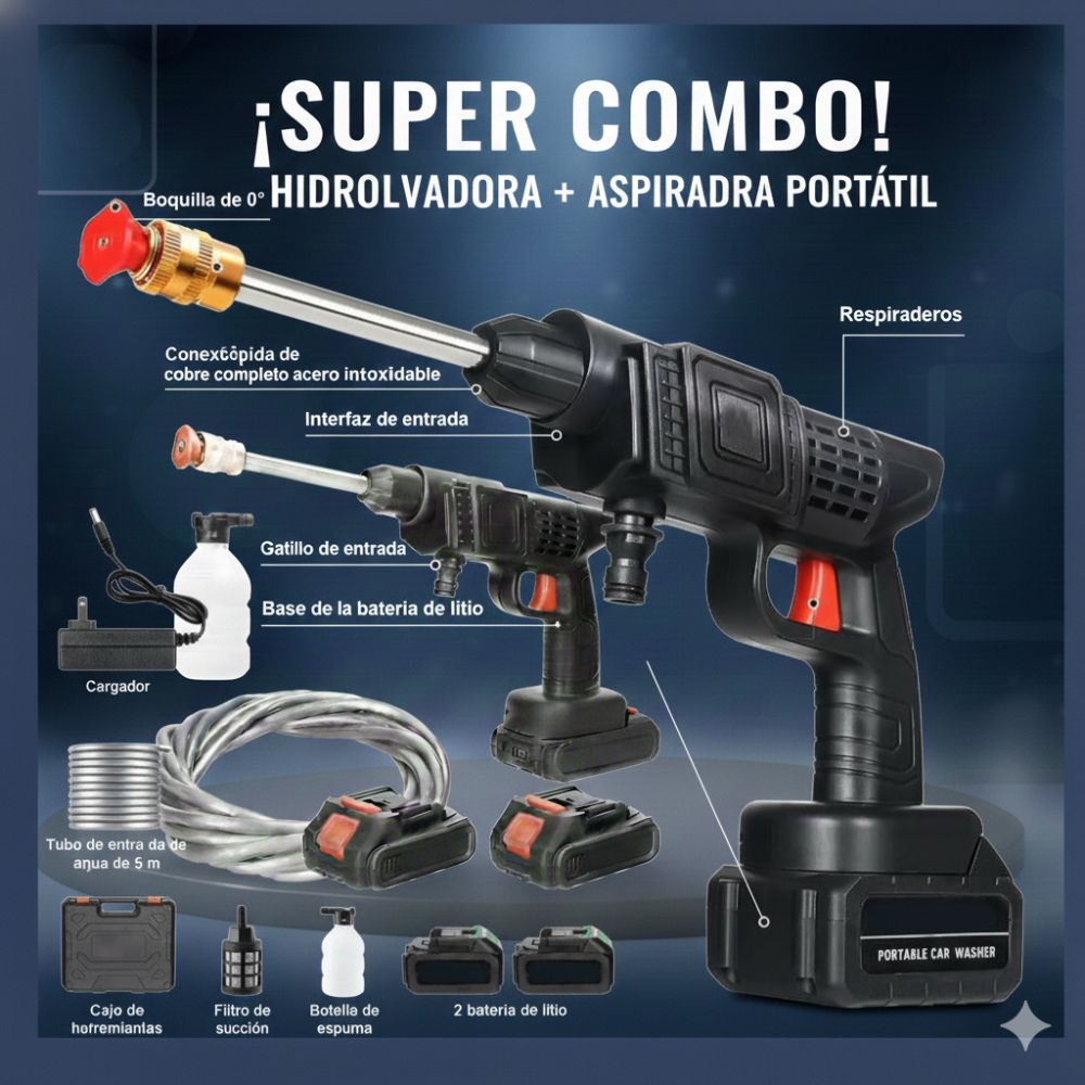 SUPER COMBO IDROLAVADORA + ASPIRADORA PORTATIL